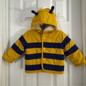 Mini Boden Bumblebee 🐝 Striped Hooded Cozy Corduroy Jacket